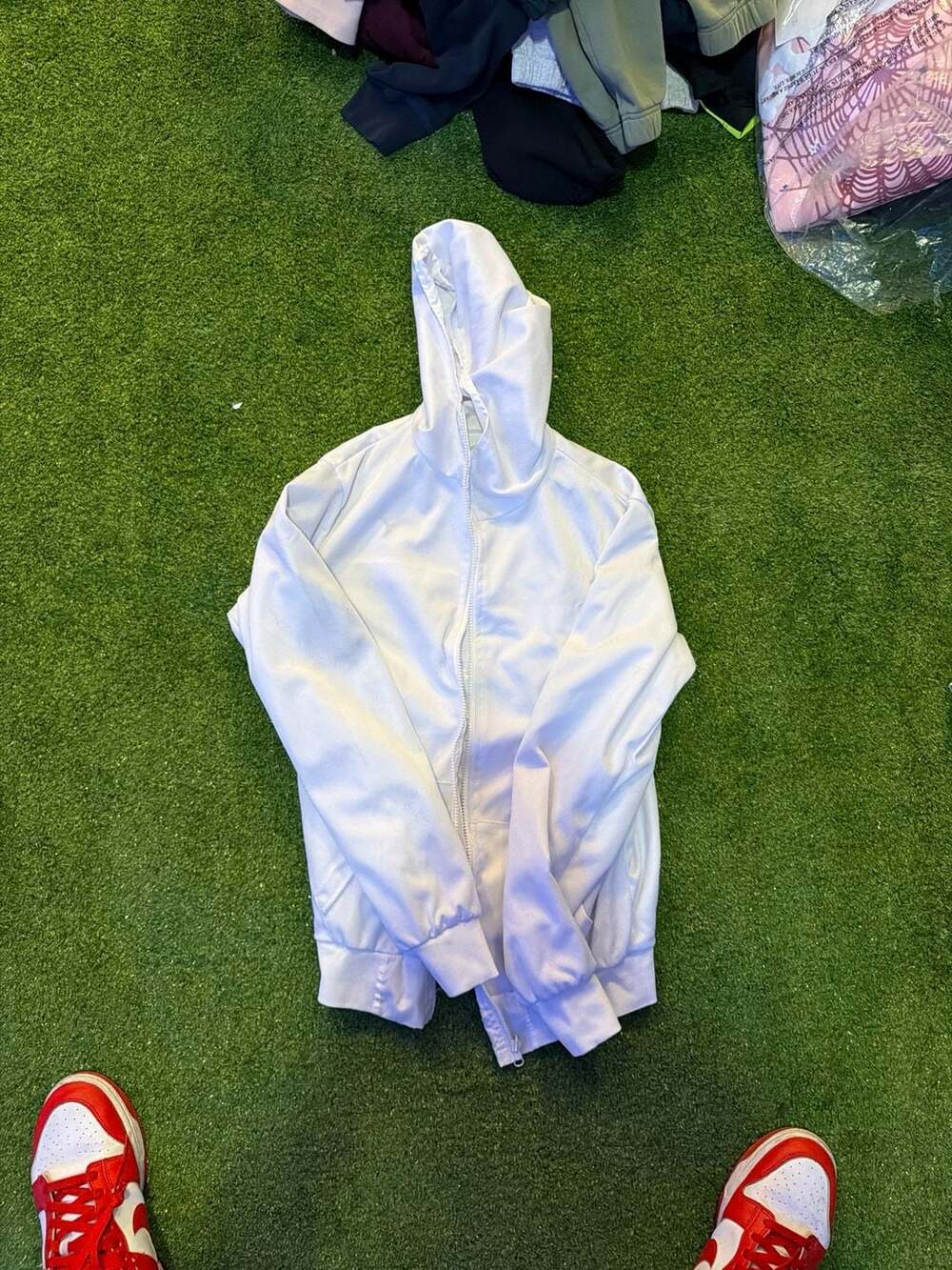Puma White Lightweight Full-Zip Hooded Windbreaker Jacket